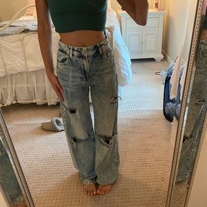 90’s style wash, wide-leg denim jeans